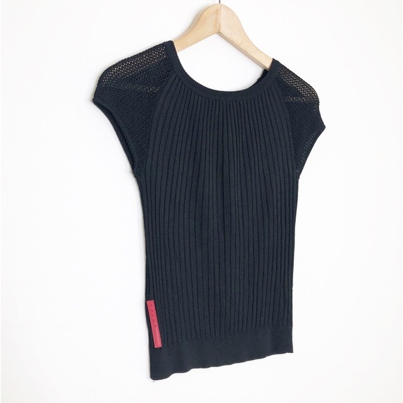 Prada Black ribbed mesh top - Picture 9 of 11